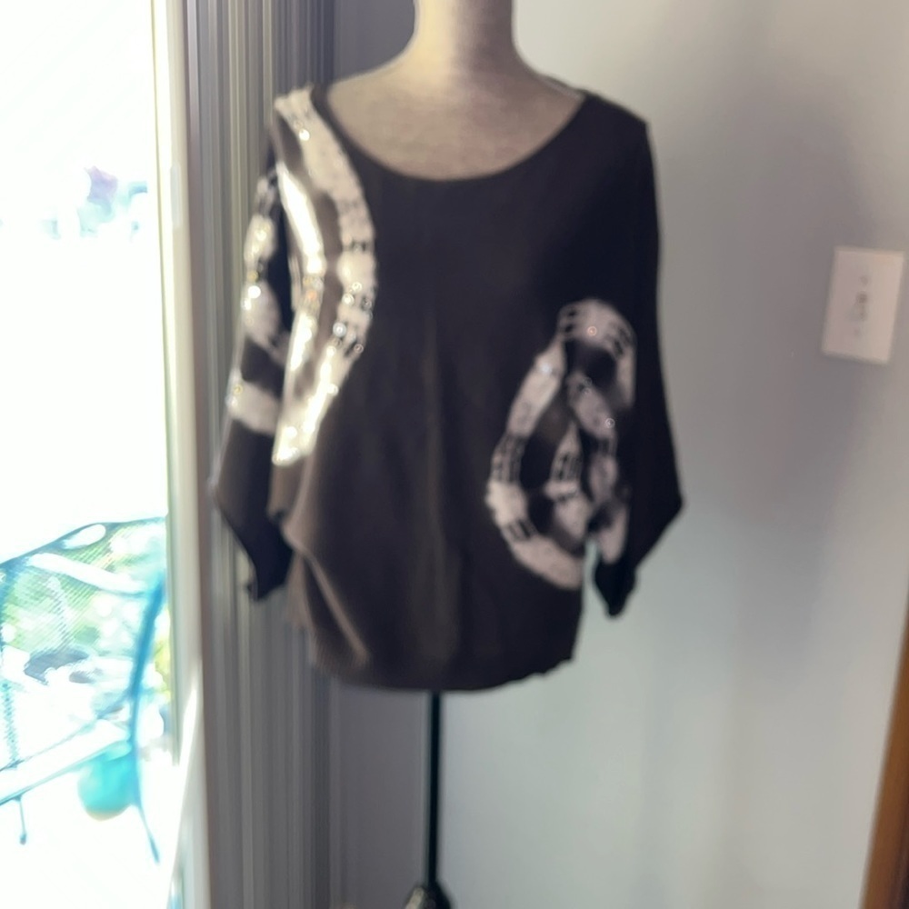 INC International Concepts Women's Olive/White Sequins Size XL Top